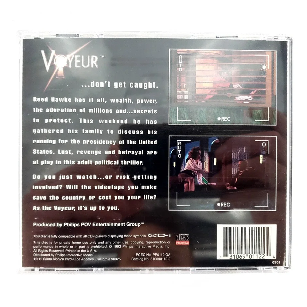 Voyeur (Philips CD-i, 1993) Complete w/ Slip Cover Tested & Works